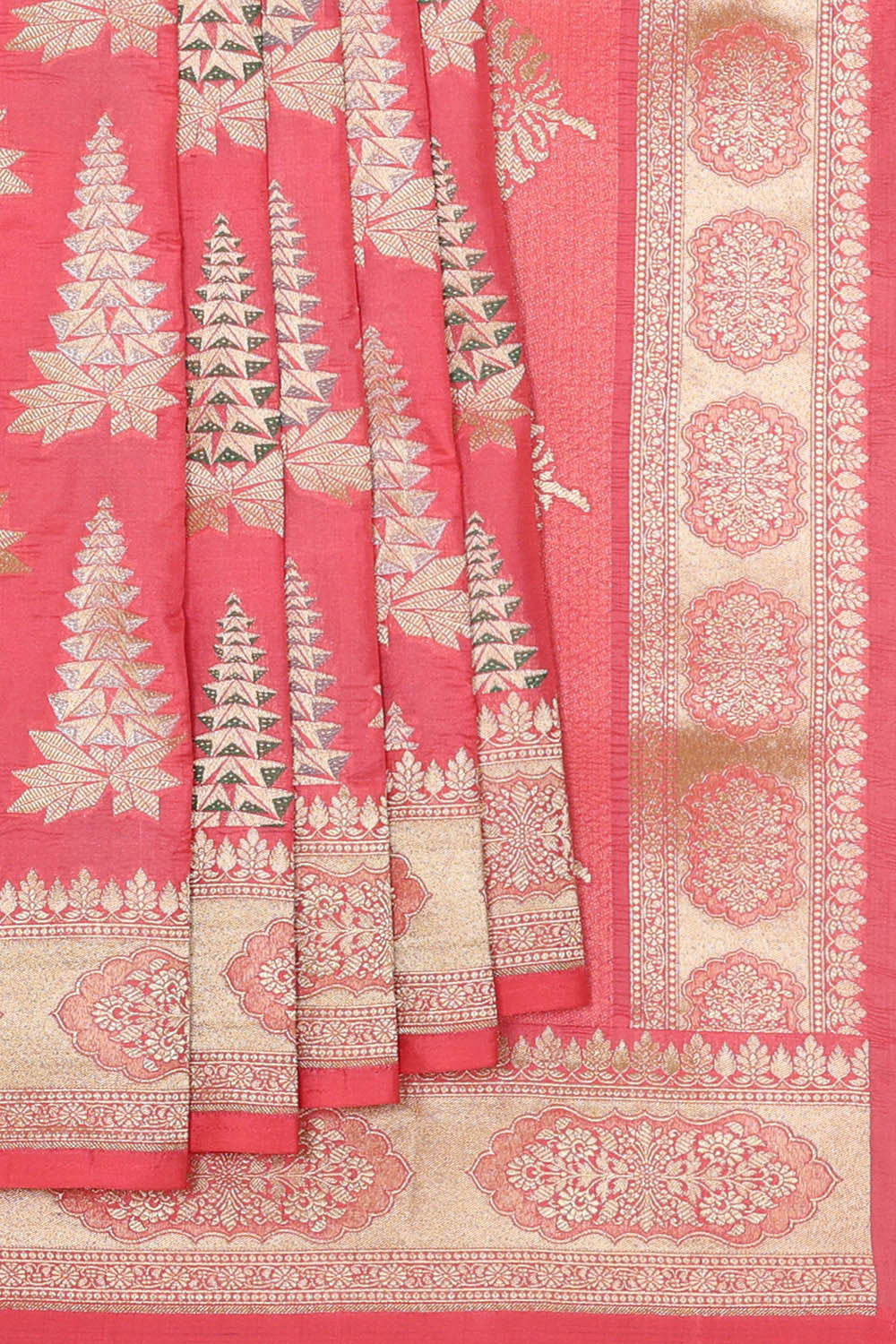 Image of Banarasi Silk Peach Pink Saree